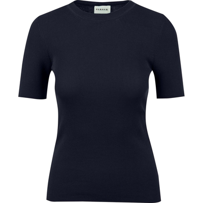 Shop P.a.r.o.s.h Fine Ribbed Crewneck T-shirt In Navy Blue