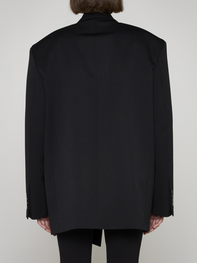 Shop Attico Glen Wool Oversized Blazer In Black