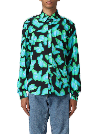 Shop Msgm All-over Graphic-printed Buttoned Shirt