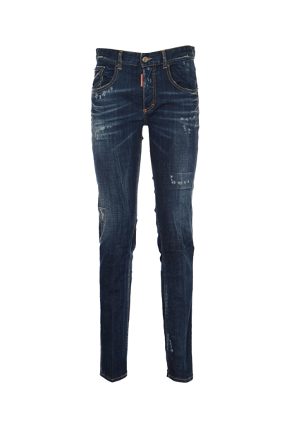 Shop Dsquared2 Distressed Buttoned Jeans In Blue