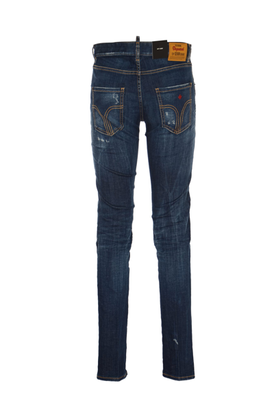 Shop Dsquared2 Distressed Buttoned Jeans In Blue