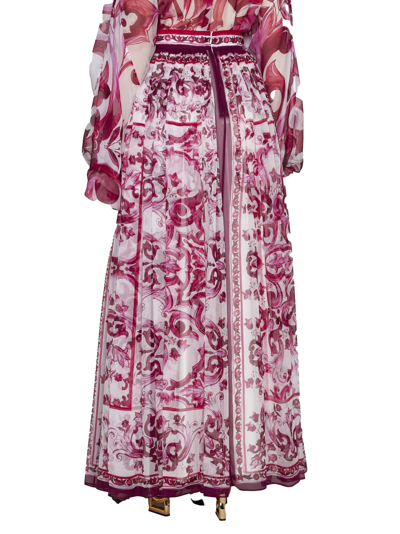 Shop Dolce & Gabbana Skirt In Tris Maioliche Fuxia