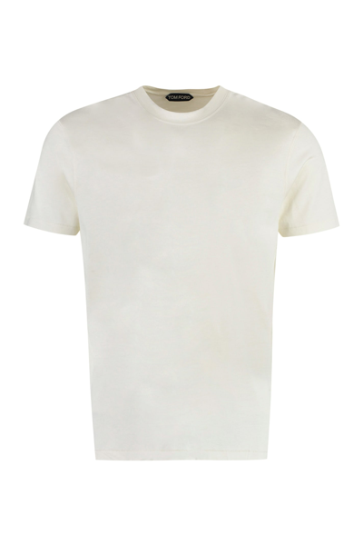 Shop Tom Ford Cotton Blend T-shirt In Ivory