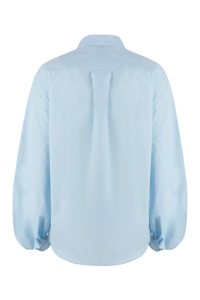 Shop P.a.r.o.s.h Long Sleeve Cotton Shirt In Light Blue