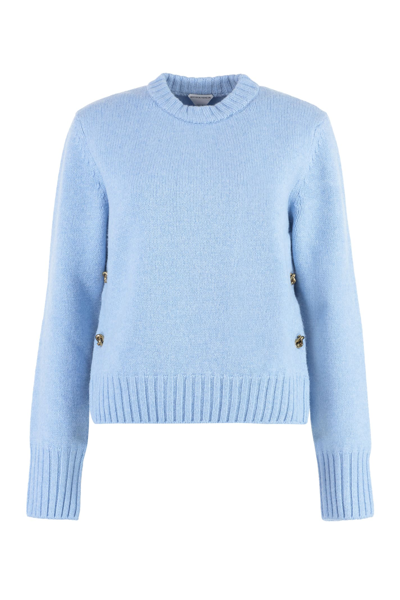 Shop Bottega Veneta Wool Crew-neck Sweater In Light Blue