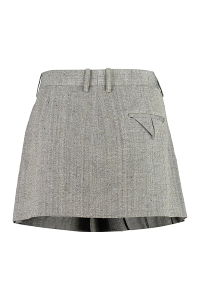 Shop Bottega Veneta Pleated Skirt In Brown