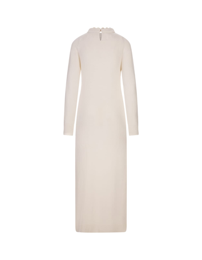 Shop Paco Rabanne White Long Dress With Chain On Neckline In Bianco