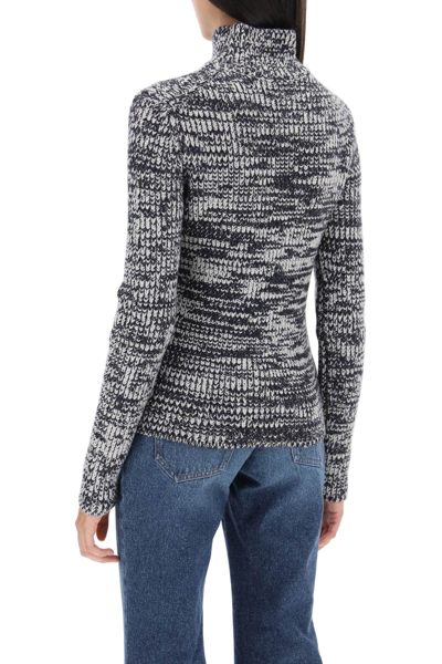 Shop Tom Ford Melange-effect Turtleneck Sweater In Black Chalk (white)