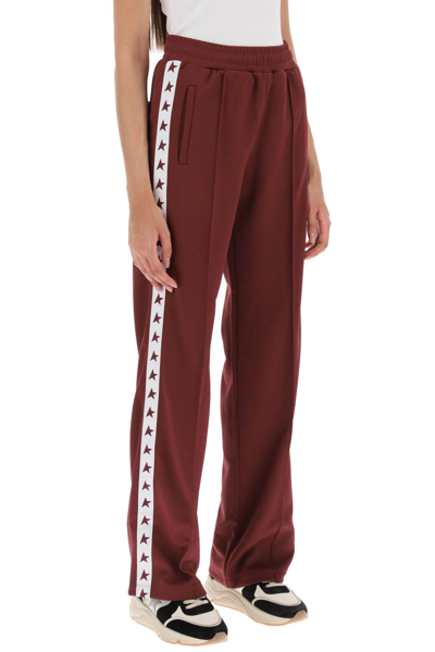 Shop Golden Goose Dorotea Track Pants With Star Bands In Windsor Wine White (red)