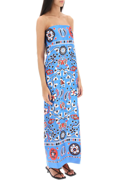 Shop Tory Burch Maxi Dress In Printed Twill In Azure Pisces Dream (blue)