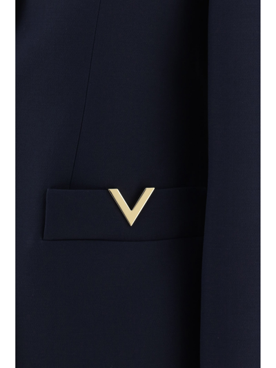 Shop Valentino Blazer Jacket In Navy/avorio