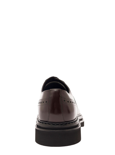 Shop Dolce & Gabbana Brown Derby Shoes With Black Chunky Sole In Leather Man