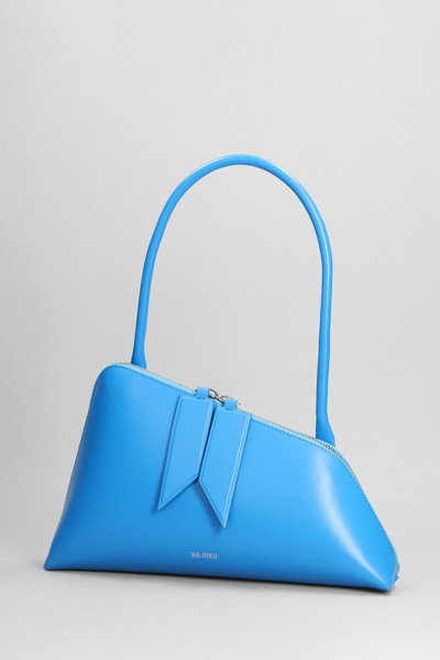 Shop Attico Sunrise Shoulder Bag In Blue Leather