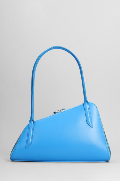 Shop Attico Sunrise Shoulder Bag In Blue Leather