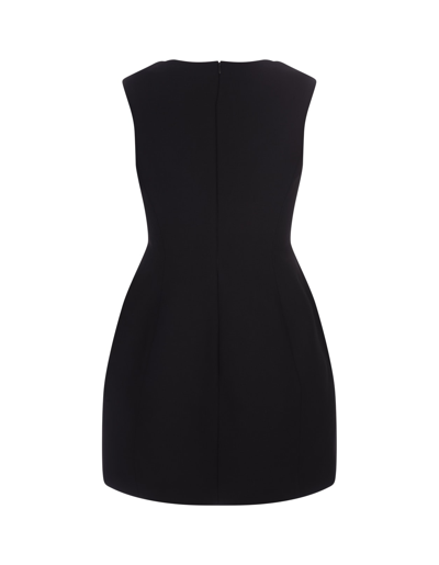 Shop Tory Burch Black Wool Mini Dress In Nero