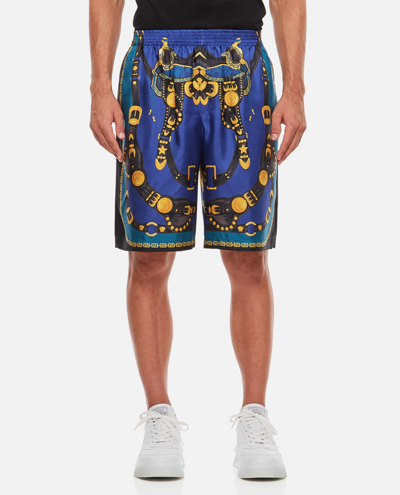 Shop Versace Shorts Medusa Harness Foulard Print In Multicolour