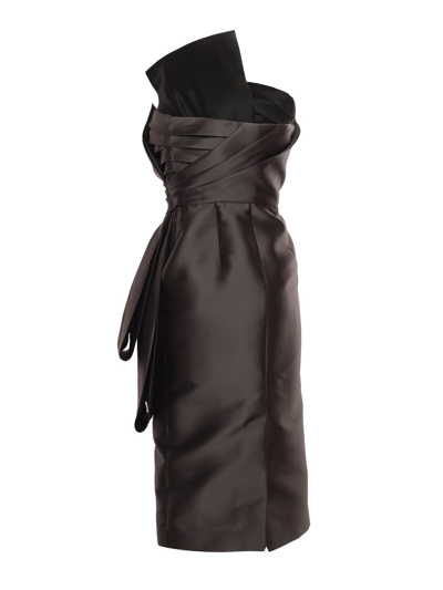 Shop Alberta Ferretti Mikado Bustier Dress In Black
