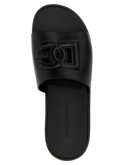 Shop Dolce & Gabbana Logo Slides In Black