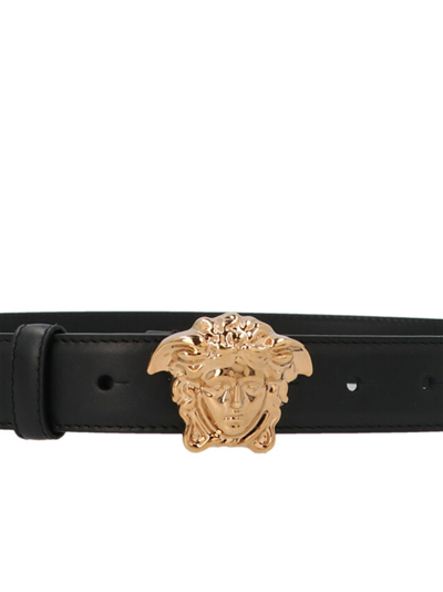 Shop Versace Medusa Belt In Black
