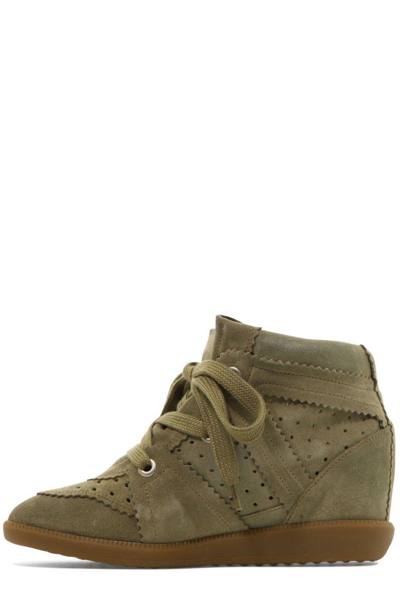 Shop Isabel Marant Bobby Lace-up Wedge Sneakers In Taupe