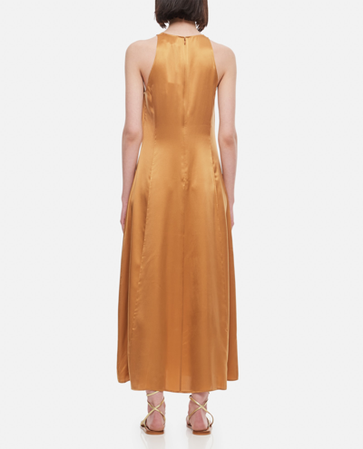 Shop Loulou Studio Mina Silk Satin Dress In Brown