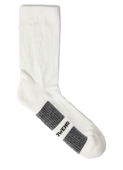 Shop Rick Owens Logo Intarsia Knit Striped Socks