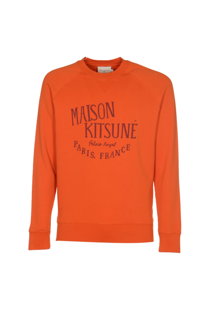 Shop Maison Kitsuné Logo Print Sweatshirt In Rust