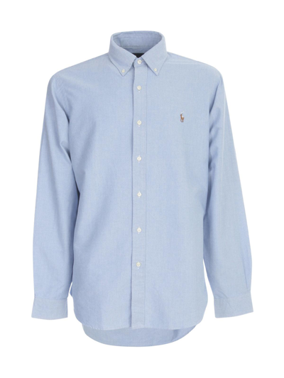Shop Ralph Lauren Logo Oxford Shirt In Blue