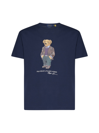 Shop Polo Ralph Lauren T-shirt In Navy Hrtg Bear