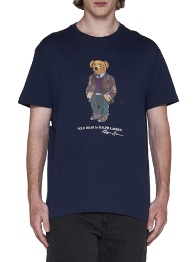 Shop Polo Ralph Lauren T-shirt In Navy Hrtg Bear