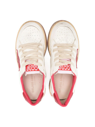 Shop Golden Goose White And Red Calf Leather Sneakers In Bianco