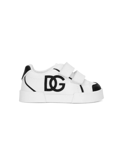 Shop Dolce & Gabbana White Calf Leather Sneakers In Bianco
