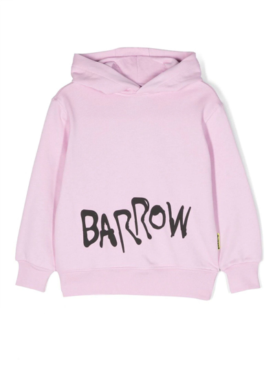Shop Barrow Light Pink Cotton Hoodie In Rosa