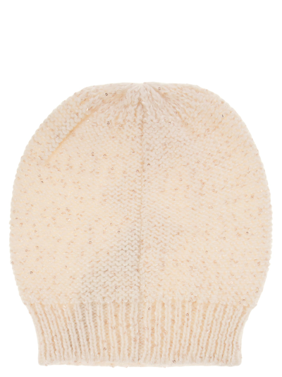 Shop Peserico Wool, Silk And Cashmere Braided Cap In Cream