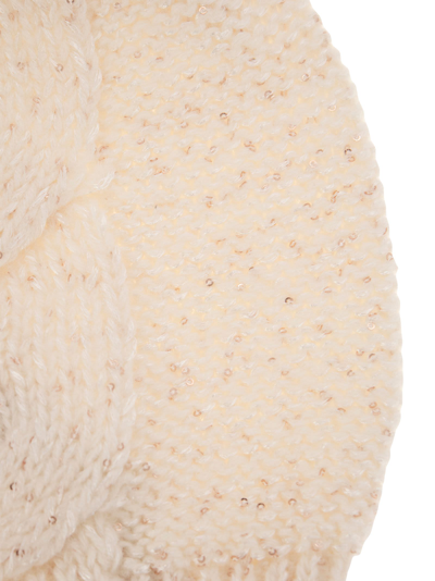 Shop Peserico Wool, Silk And Cashmere Braided Cap In Cream