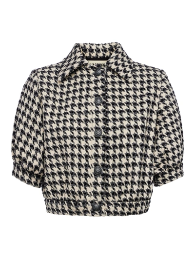 Shop L Agence Cove Tweed Jacket In Latte/grey/black Houndstooth