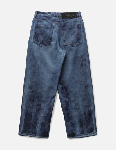 Shop Loewe Pixelated Baggy Jeans In Blue