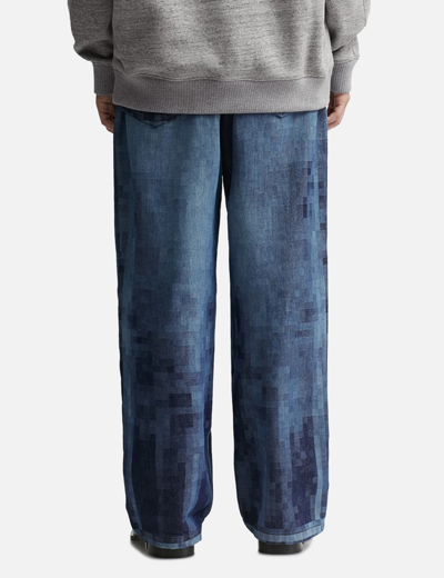 Shop Loewe Pixelated Baggy Jeans In Blue