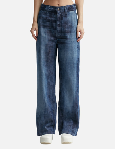 Shop Loewe Pixelated Baggy Jeans In Blue