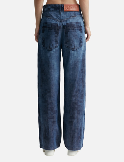 Shop Loewe Pixelated Baggy Jeans In Blue