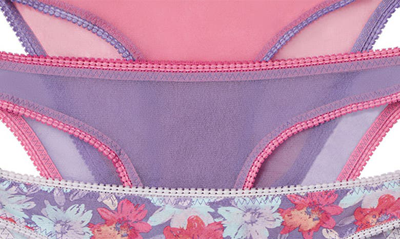 Shop On Gossamer 3-pack Mesh Hip Bikinis In Sketchbook Floral Multi