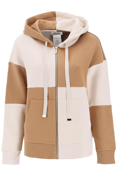 Shop 's Max Mara 'innocuo' Sweatshirt With Zipper And Hood In White,beige