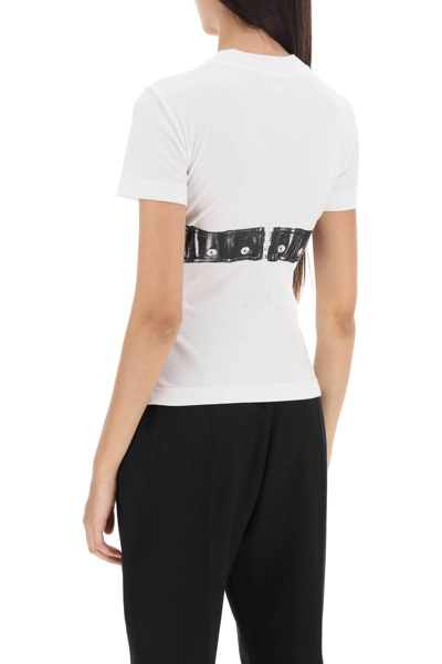 Shop Alexander Mcqueen T-shirt With Bustier Print In White