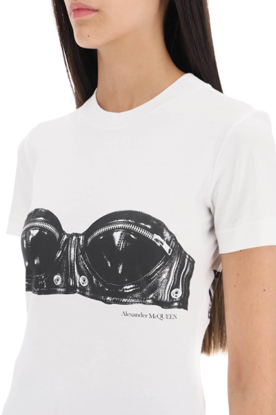 Shop Alexander Mcqueen T-shirt With Bustier Print In White