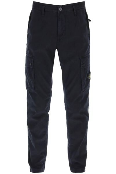 Shop Stone Island Slim Fit Cargo Pants In Blue