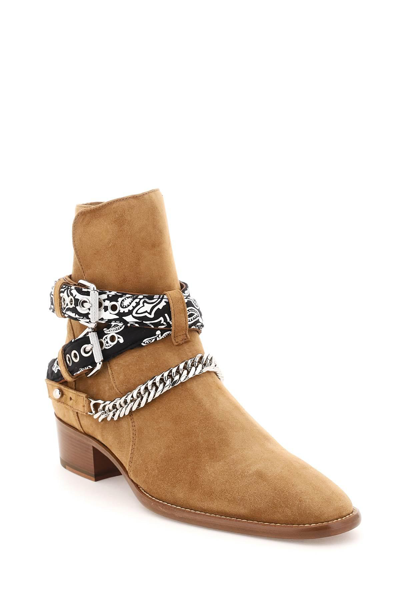 Shop Amiri Bandana Buckle Boots In Beige