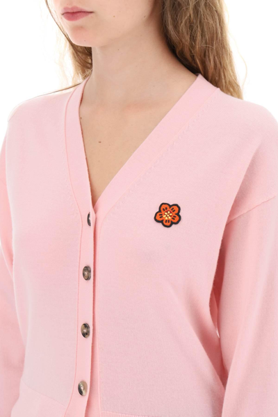 Shop Kenzo 'boke Flower' Wool Cardigan In Pink