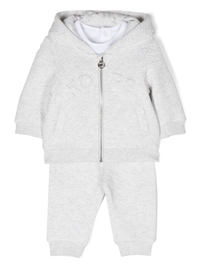 Shop Michael Kors Textured Cotton-blend Track Suit In Grey