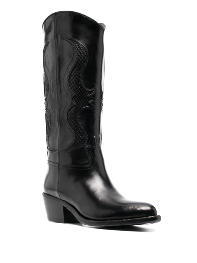 Shop Sartore 45mm Western-style Leather Boots In Black