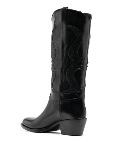 Shop Sartore 45mm Western-style Leather Boots In Black